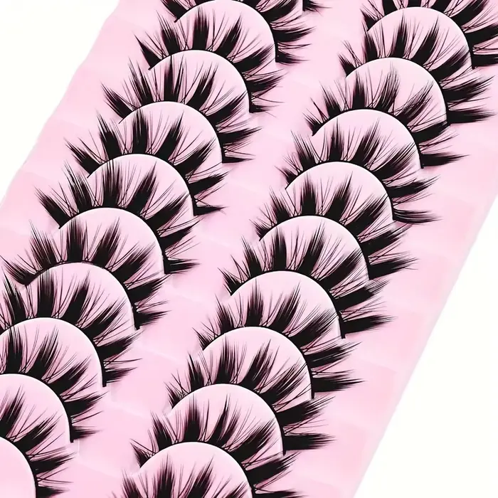 10 paires de faux cils, extensions de cils épais, outils de maquillage pour les yeux réutilisables (