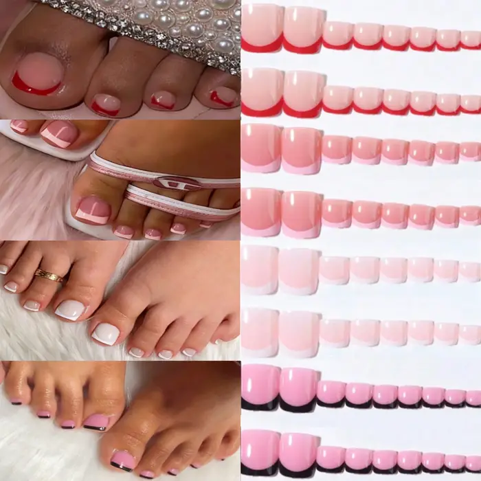 96 pièces pointes françaises presse sur les ongles des pieds