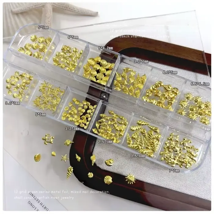 Strass pour ongles sur le thème de l'océan, breloques 3D pour ongles de plage, décorations d'ongles 