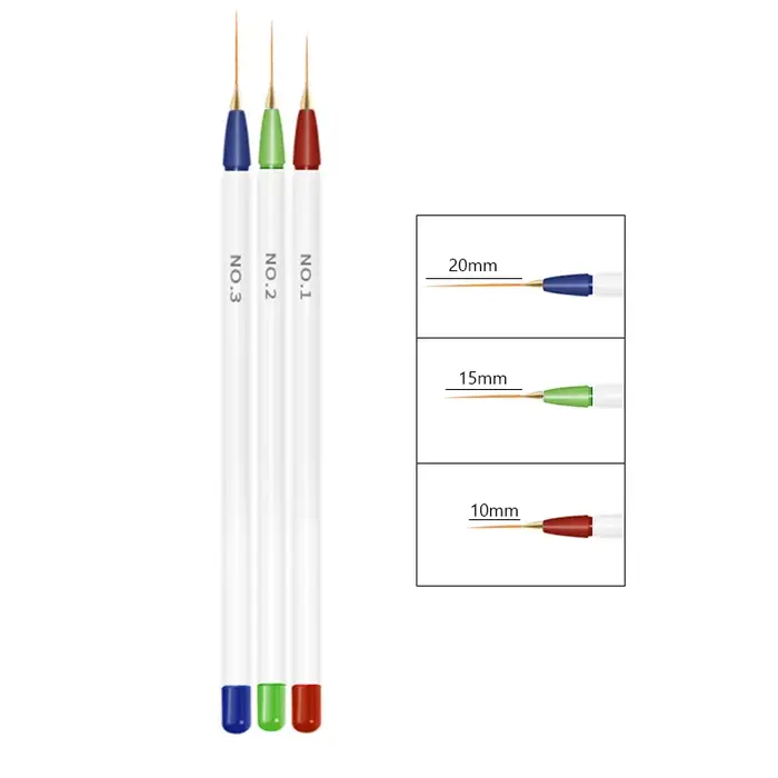 3 pièces/ensemble acrylique français rayure Nail Art ligne peinture stylo 3D conseils manucure mince