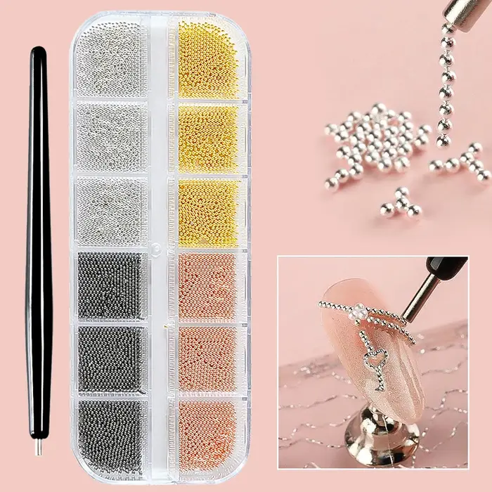 Mini perles de Caviar or/argent à 12 grilles