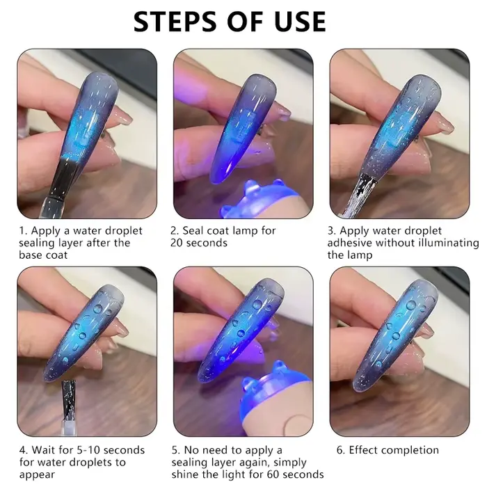 6 Couleurs Nouveau Gel de Finition Effet Gouttes d'Eau pour Ongles