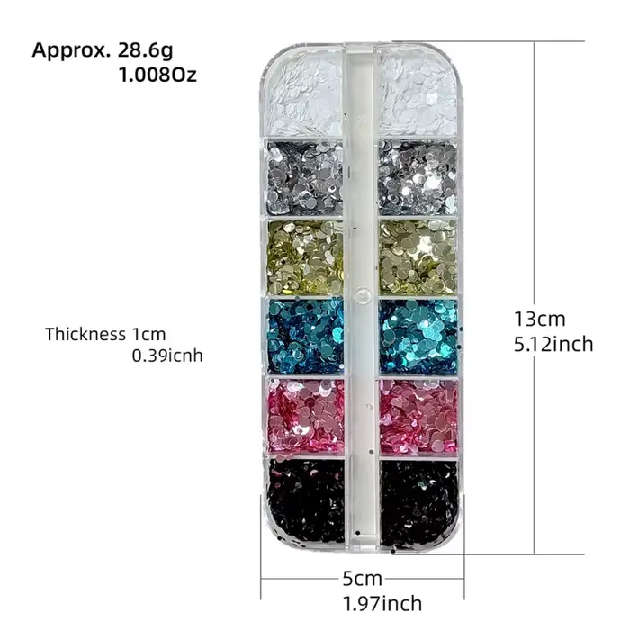 1 boîte de paillettes pour ongles en forme de fleurs 3D colorées