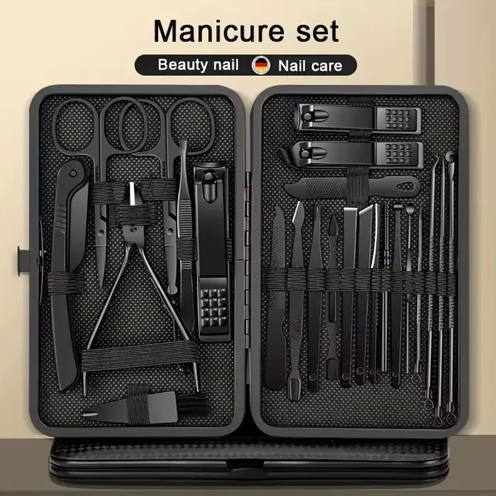 Ensemble professionnel de manucure 7/8/10/12/15/24 pièces, kit de coupe-ongles en acier inoxydable p