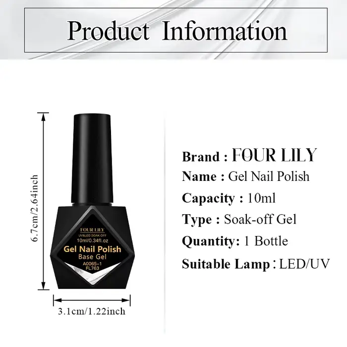 FOUR LILY 10ml Gel de Base, couche de finition, couche de finition mate soin des ongles fonctionnel