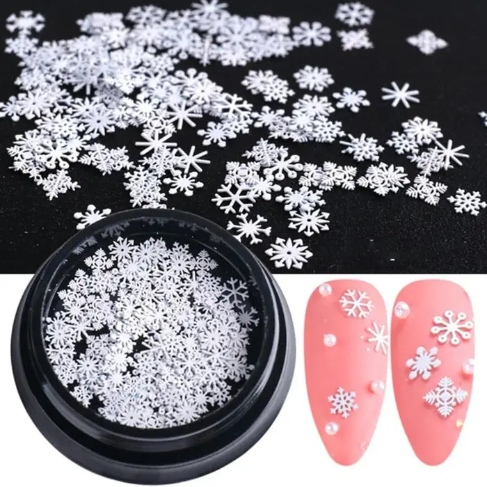 Décorations pour Nail Art, 1 bouteille/100 pièces, flocons de neige blancs pour nouvel an hiver 2022