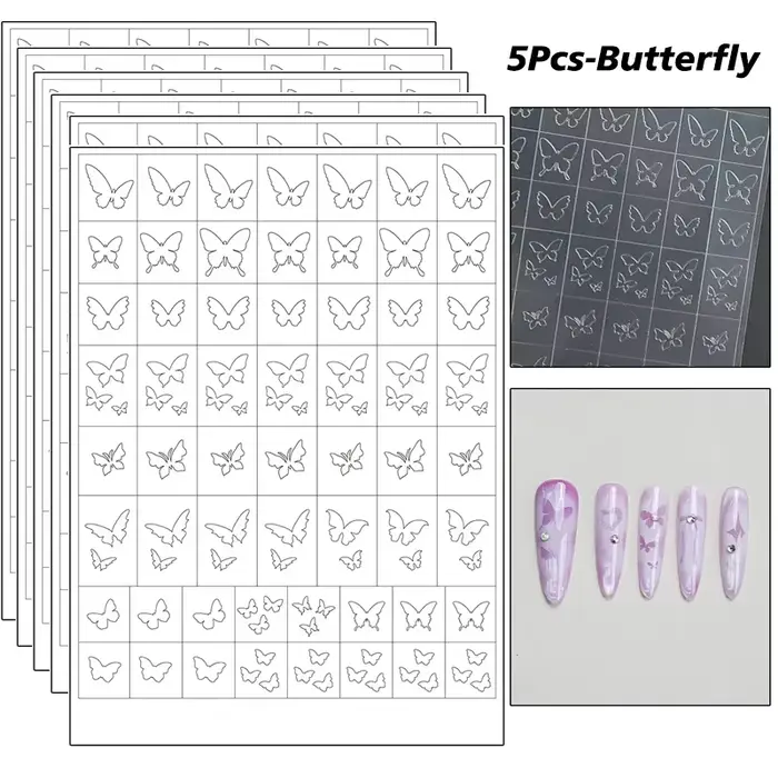 Pochoirs autocollants papillon ajourés pour Nail Art