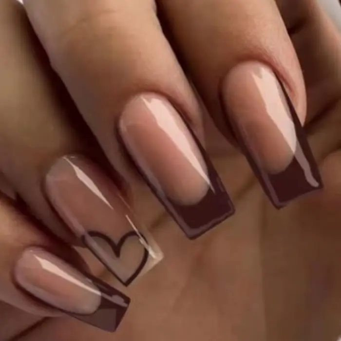 ARTAUG 24 pièces court carré presse sur ongles violet rose presse sur ongles amour conception faux o