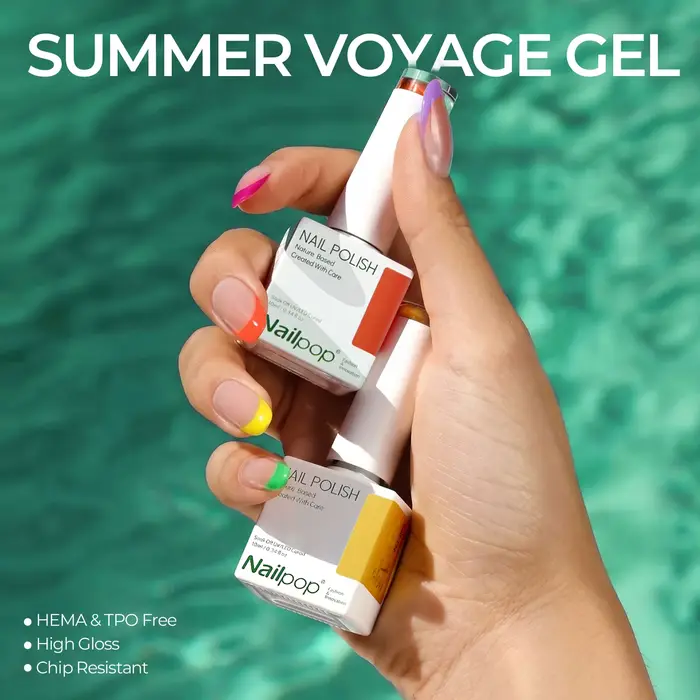 Nailpop Summer Shades Gel Polish 20 Couleurs Vibrantes 2-en-1 Gel Constructeur et Couleur Sans HEMA/TPO Professionnel Salon d'Art Application Facile 1 pièce