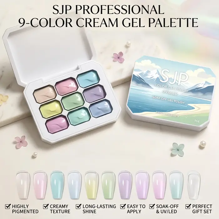 Vernis à ongles gel solide Macaron 9 couleurs, gel de manucure professionnel pour design artistique, finition brillante haute saturation, essentiel pour la manucure