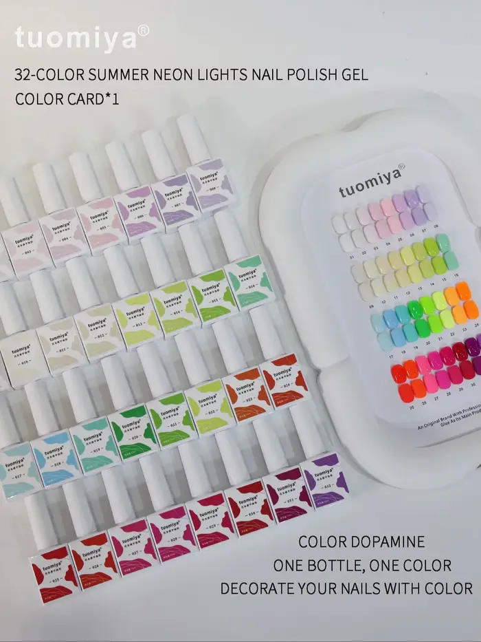 Ensemble de vernis à ongles en gel néon macaron 32 couleurs avec nuancier, gel UV, charme pour nail 