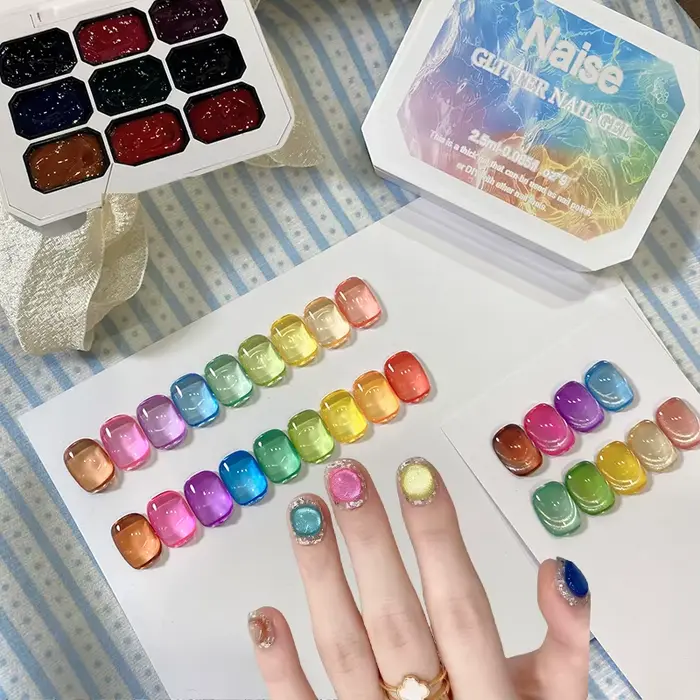 Vernis à ongles solide couleur gelée d'été Gel 9 couleurs Gel à ongles-Gel à réglage fort