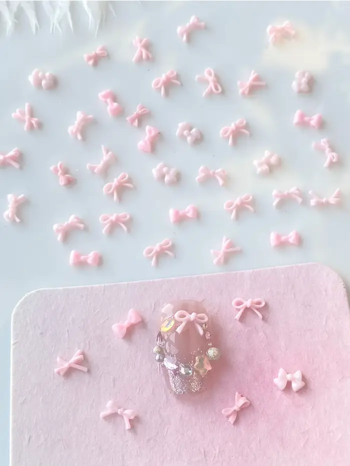 Mini nœud rose en résine pour Nail Art, 100 pièces, breloques en forme de mélange, ruban à nœud papi