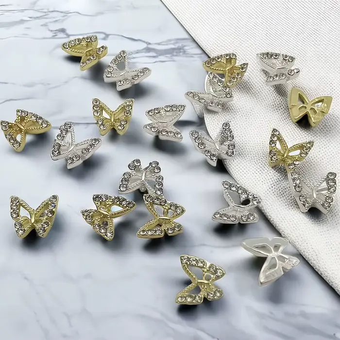 Breloques papillon en cristal 3D pour ongles, forme creuse avec biscuits pour décorations d'art d'on