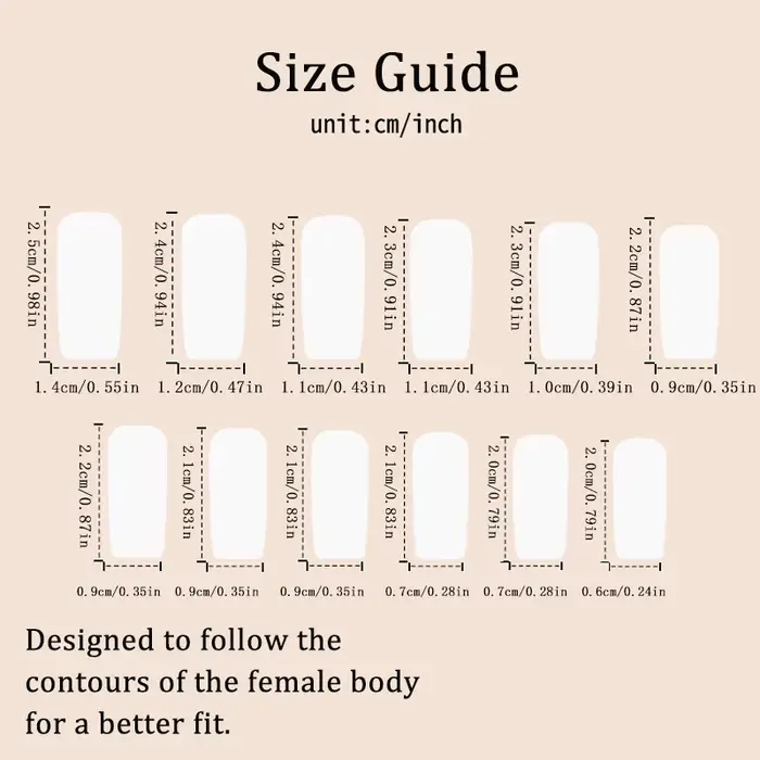 24 faux ongles à presser style français