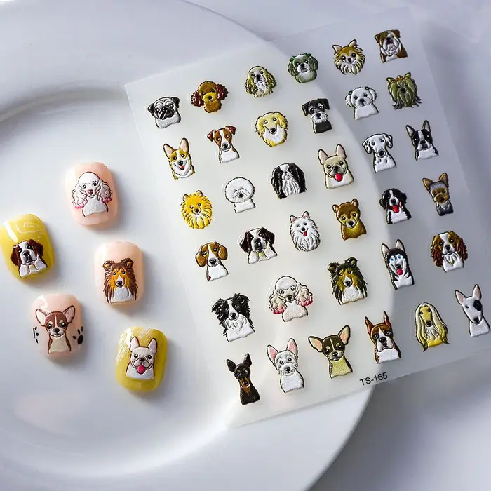 Autocollants 5D pour Ongles de Chien de Dessin Animé Mignon