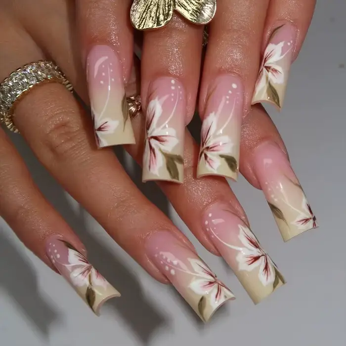 Faux ongles de Style français rose