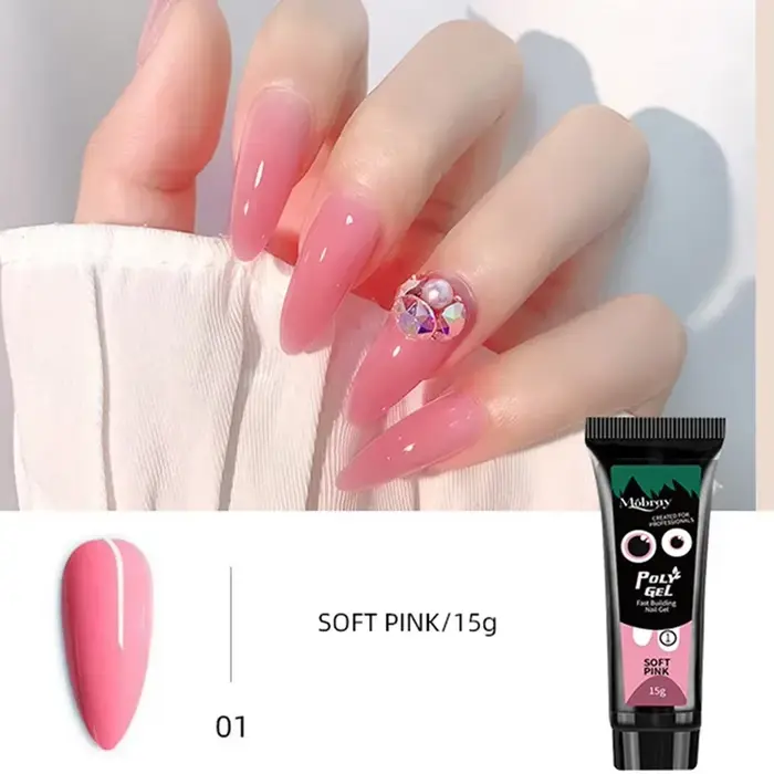 Gel Acrylique XR pour Extension d'Ongles, Construction Rapide des Doigts, Couleur Nude/Rose/Blanc, É