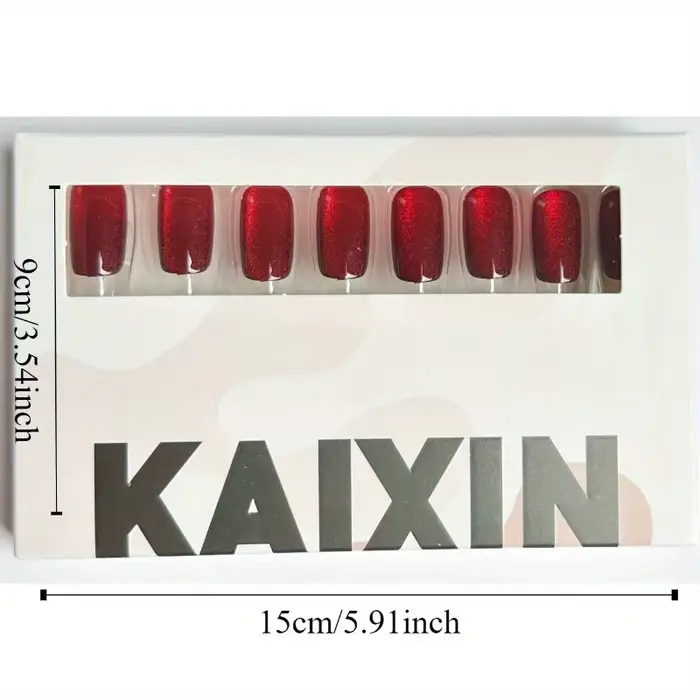 24 pièces oeil de chat rouge portant des ongles cerise