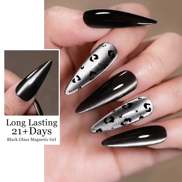 QAZIXU 10ml Vernis à ongles gel effet œil de chat noir