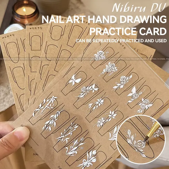 Ensemble de livres de modèles en papier pour pratique du Nail Art