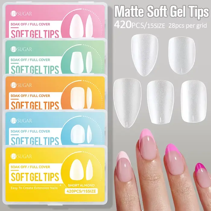 UR SUGAR 420 pièces/boîte mat doux Gel conseils couverture complète faux ongles
