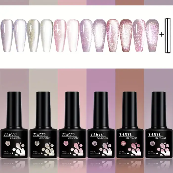TARTU 6 pièces 8ml ensemble de vernis à ongles Gel oeil de chat, Kit de vernis Gel 6 couleurs, à tre