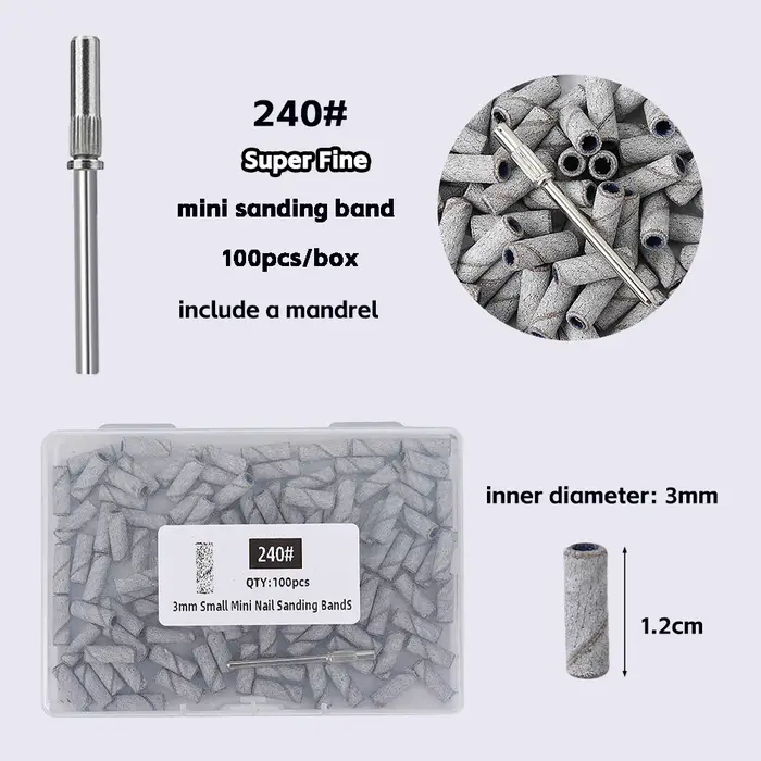 50/100 pièces 3mm petites bandes de ponçage des ongles ensemble pour forage