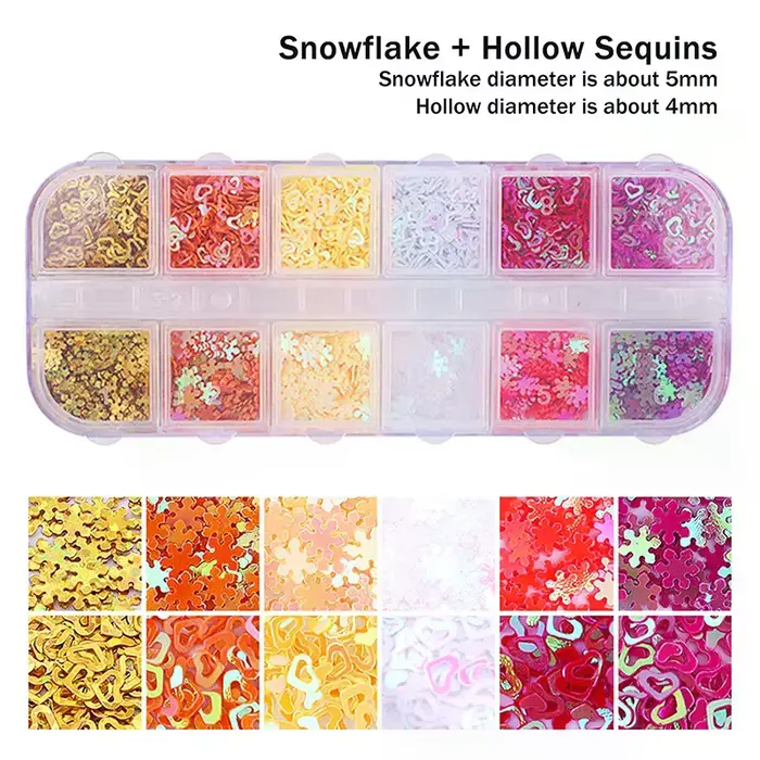 Holographique doux amour coeur Nail Art paillettes