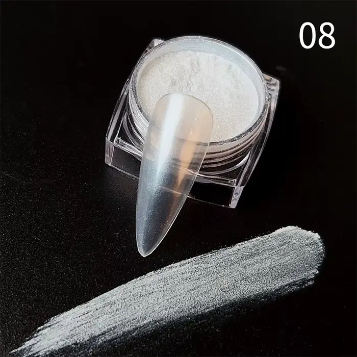 Aurora – poudre à ongles rose, miroirs à paillettes, Pigment à frotter blanc, couleur métallique, ve