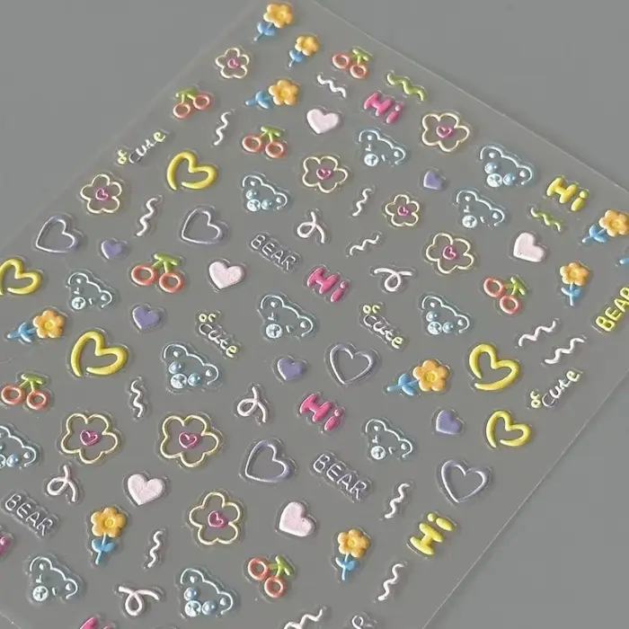 2025 mignon autocollant pour ongles doux en relief