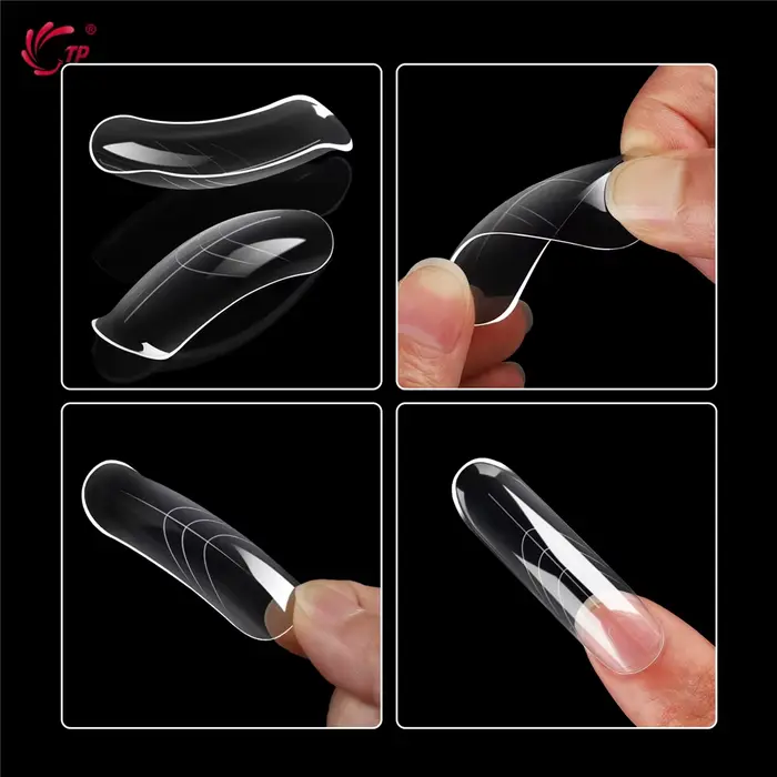 TP 150 pièces formes d'ongles cercueil incurvées longues moule à ongles clair pour Gel d'ongle Poly