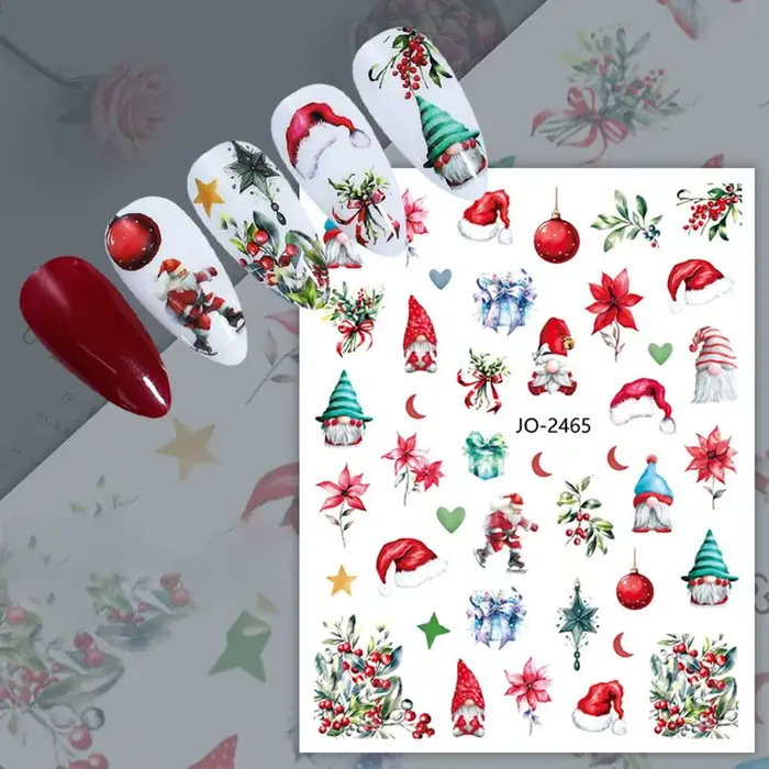 Autocollant de manucure de noël, dessin animé, mignon, décalcomanies de manucure d'hiver, Simple, pè