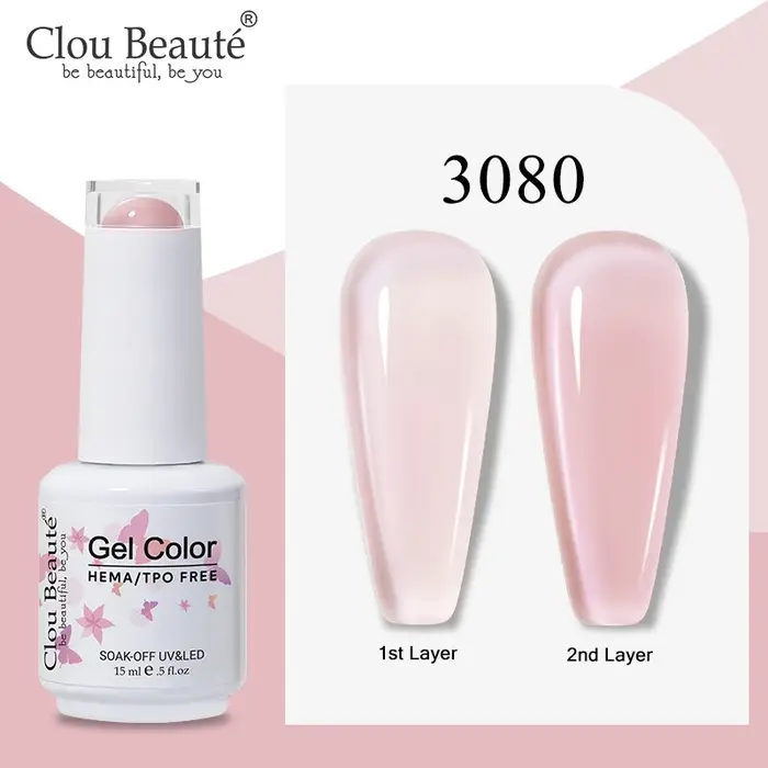 Clou Beaute Semi-transparent gelée couleur UV Gel manucure Gel ongles fournitures pour les professionnels vernis Semi-permanent 15ml