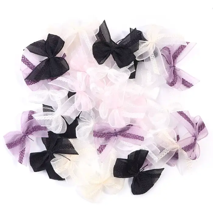 Mini nœuds en organza et mousseline, 30 à 60 pièces/lot, breloques en dentelle pour nail art, pour v