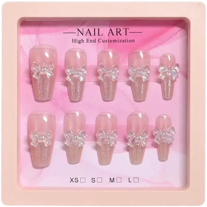 24 faux ongles longs en forme de cercueil