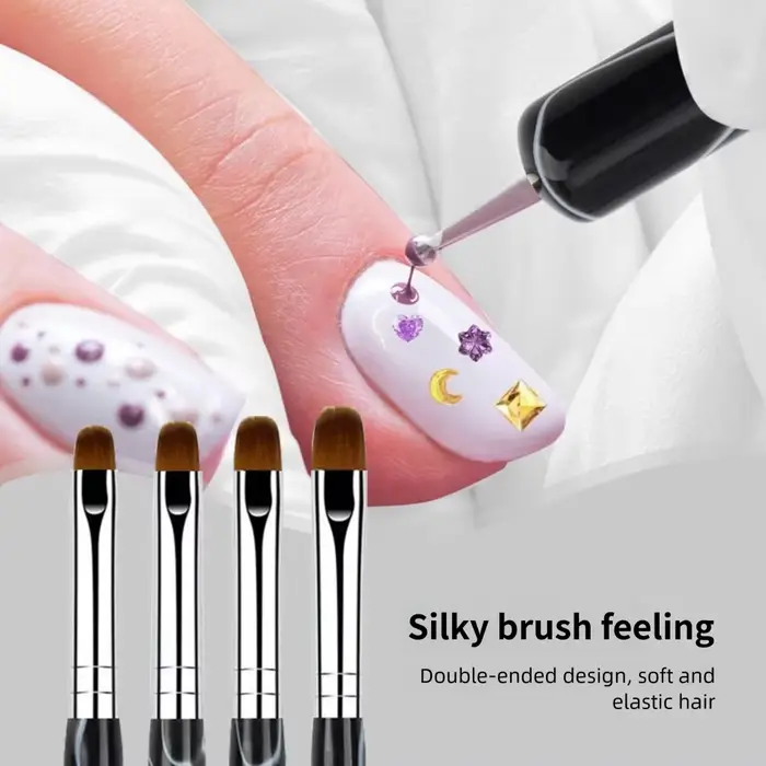 Ensemble de pinceaux pour Nail Art français, 4 pièces, brosse bidirectionnelle pour Nail Art avec ou