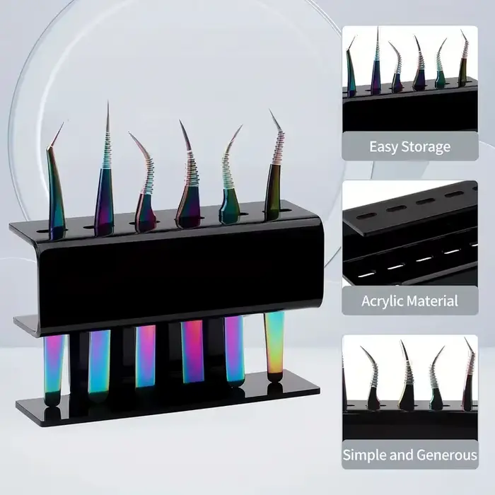 Support de rangement pour pincettes en acrylique à 6 trous, présentoir professionnel pour extensions