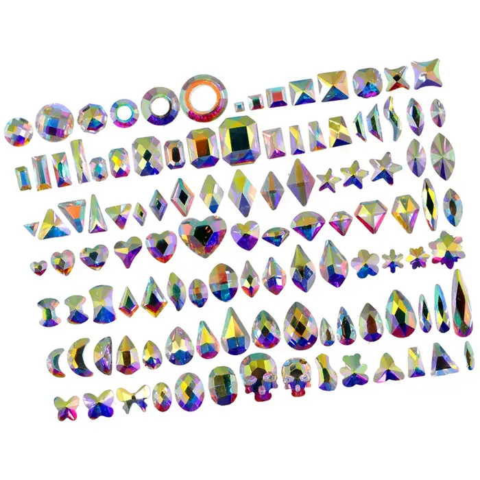 Strass cristal AB en grilles, 40 pièces, multi-formes, dos plat, Nail Art, gemme
