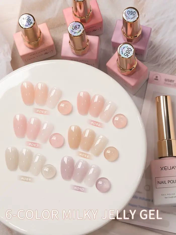 Vernis à ongles gel laiteux XEIJAYI Ice Jelly, 6 couleurs, brillance intense, longue tenue, gel UV L