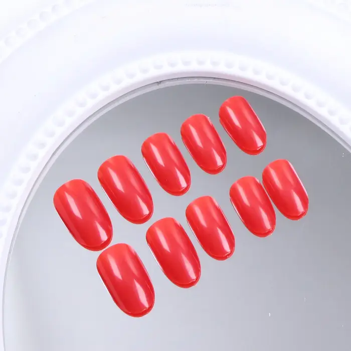 24 pièces ongles rouges courts ovales faux ongles presse ongles épais faux ongles moyen amande ongles presse ongles acryliques réutilisables