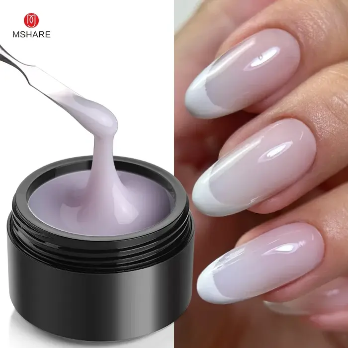 MSHARE 50g gelée blanc rose bleu translucide auto-nivelant constructeur Gel dur pour Extension d'ongles Construction Gel UV