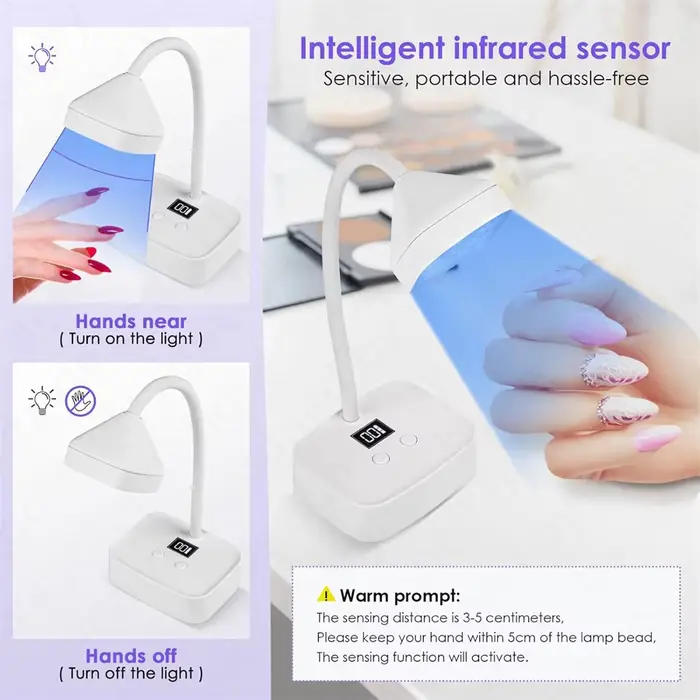 Lampe uv led ongles professionnel sans fil rechargeable
