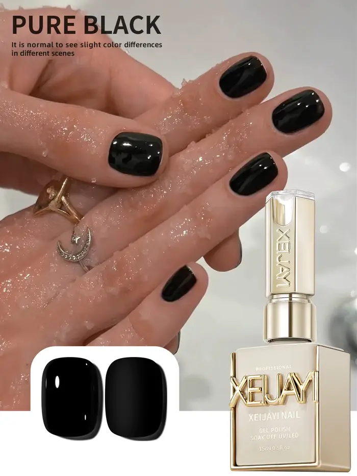 Vernis à ongles Gel noir pur, 15ml, 1 pièce, démarreur, trempage pur, sans lingette, adapté à toutes