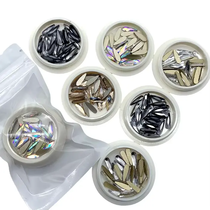 Lacrima fond plat/dos tranchants Nail Art strass verre cristal AB ongles décoration Boutique Salon approvisionnement