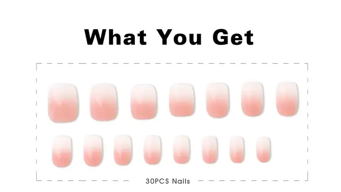 Bébé rose Ombre presse sur ongles carré court faux