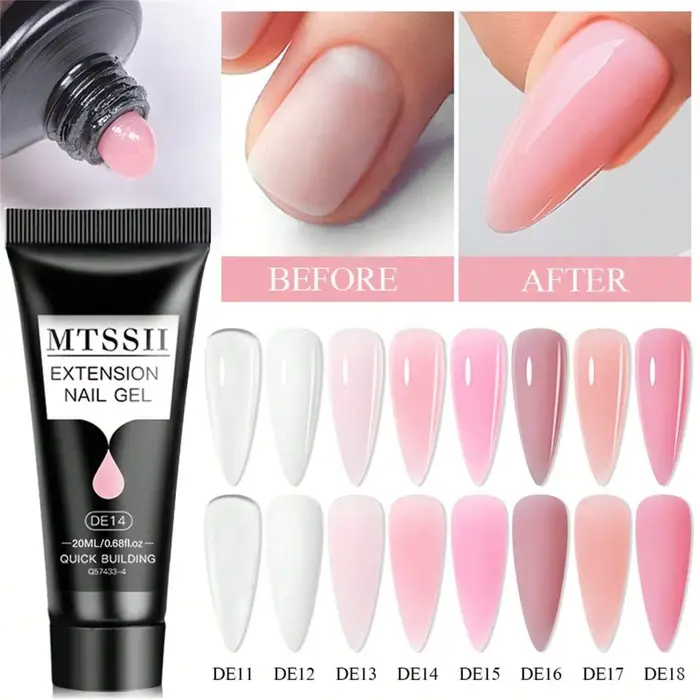 8 pièces/ensemble 20ml ensemble de Gel d'extension rapide clair rose ongles UV Gel pointe forme acrylique tranche