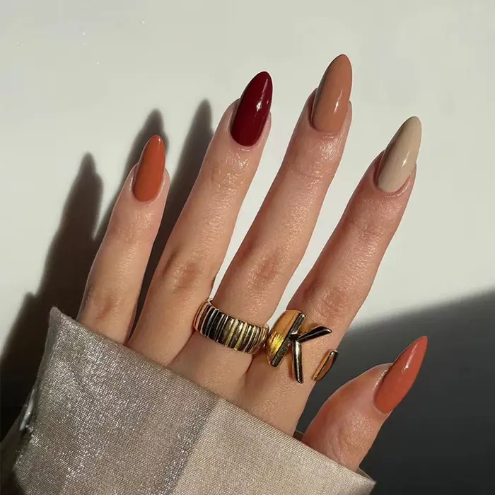 Faux-ongles à pression en forme de cercueil, 24 pièces, longs, rouge uni, couverture complète, court