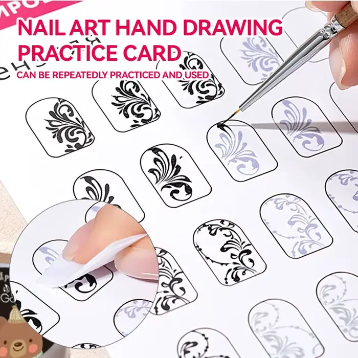 Ensemble de livres de modèles en papier pour pratique du Nail Art