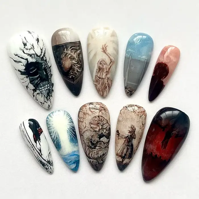 Faux ongles en amande de Style français